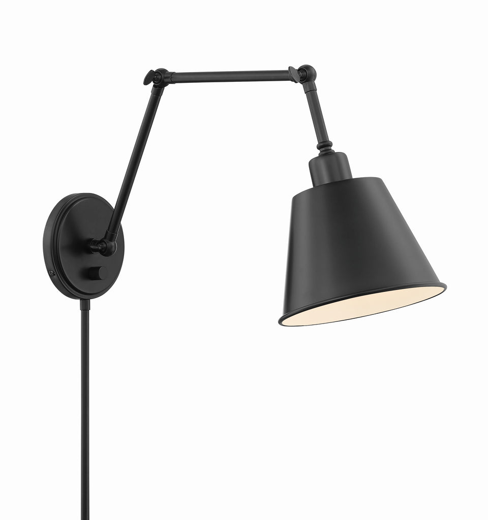 Crystorama Crystorama Mitchell 1 Light Matte Black Task Sconce