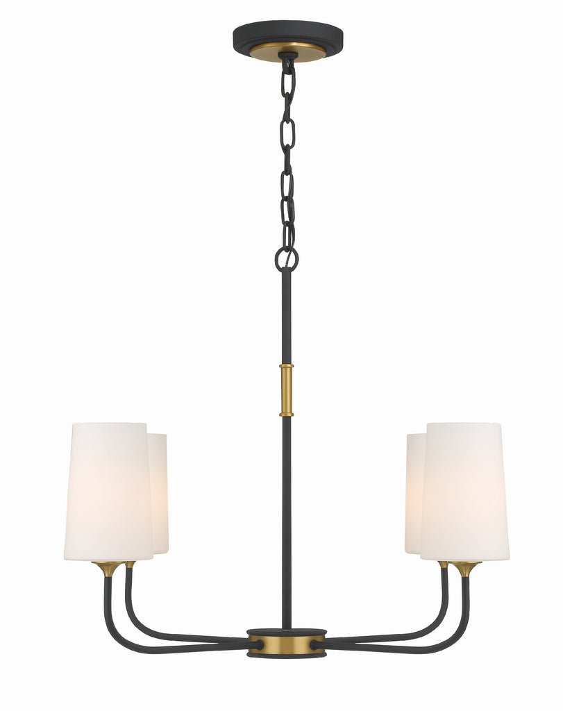 Crystorama Crystorama Niles 4 Light Black Forged + Modern Gold Chandelier