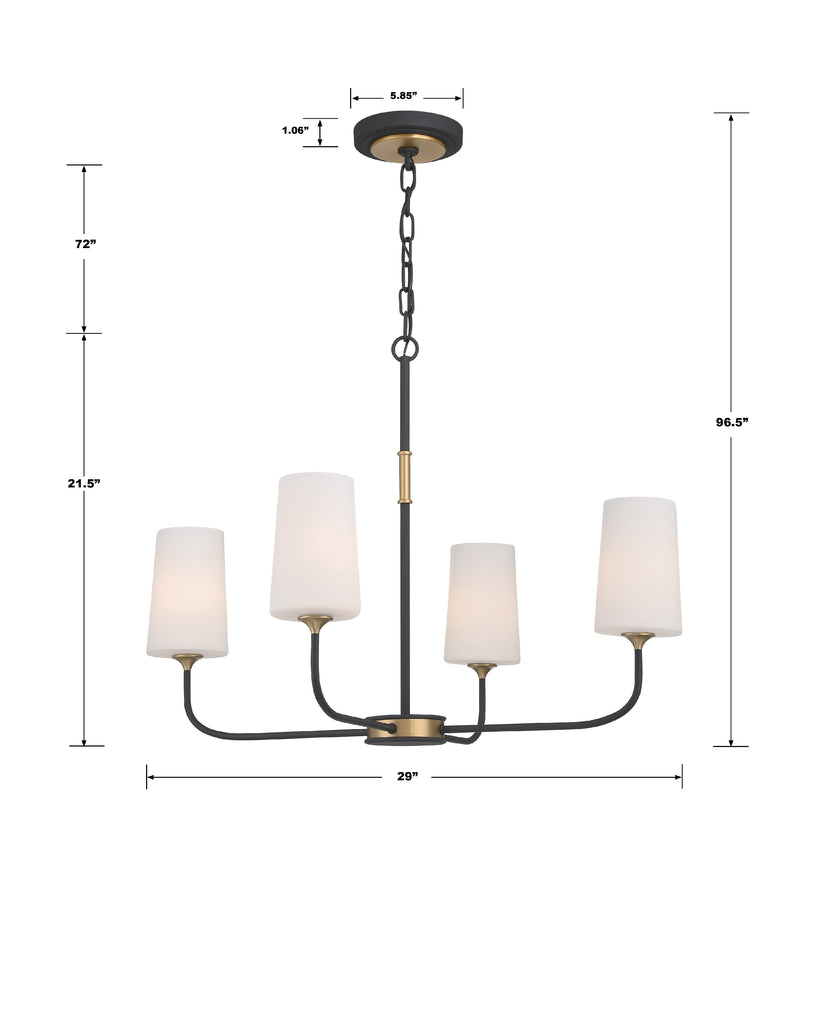 Crystorama Crystorama Niles 4 Light Black Forged + Modern Gold Chandelier