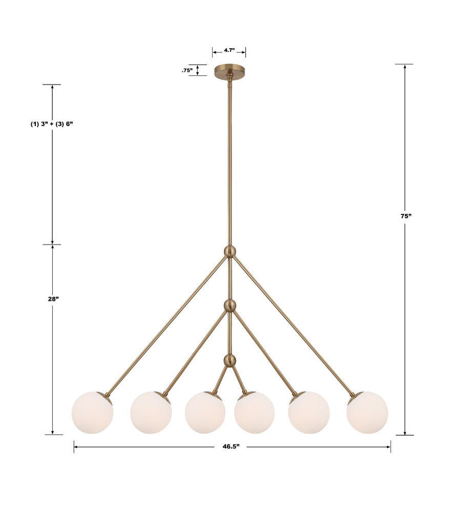 Crystorama Crystorama Omni 6 Light Aged Brass Chandelier