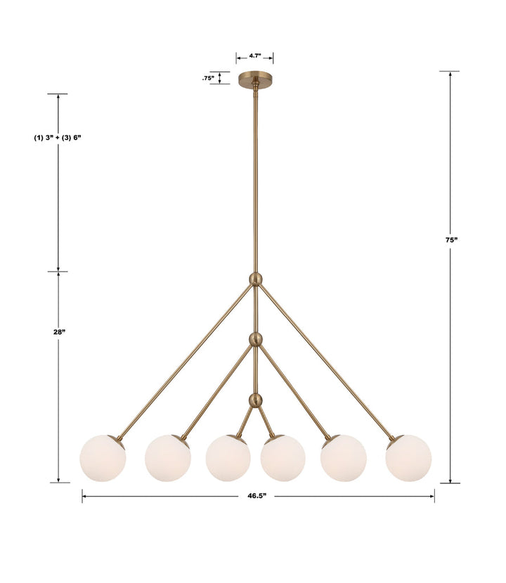 Crystorama Crystorama Omni 6 Light Aged Brass Chandelier