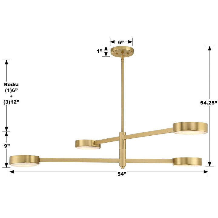 Crystorama Crystorama Orson 4 Light Modern Gold Chandelier