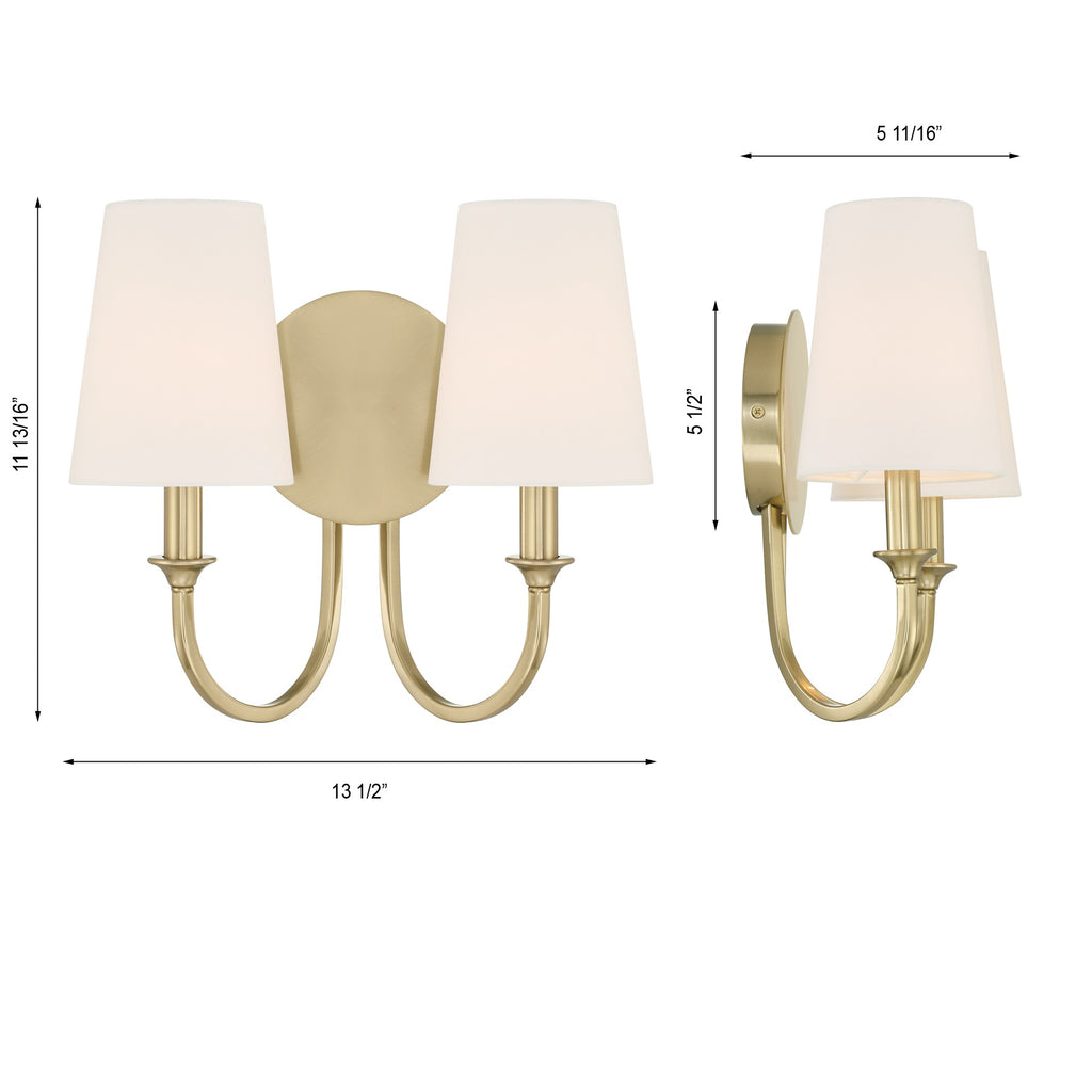 Crystorama Crystorama Payton 2 Light Vibrant Gold Sconce