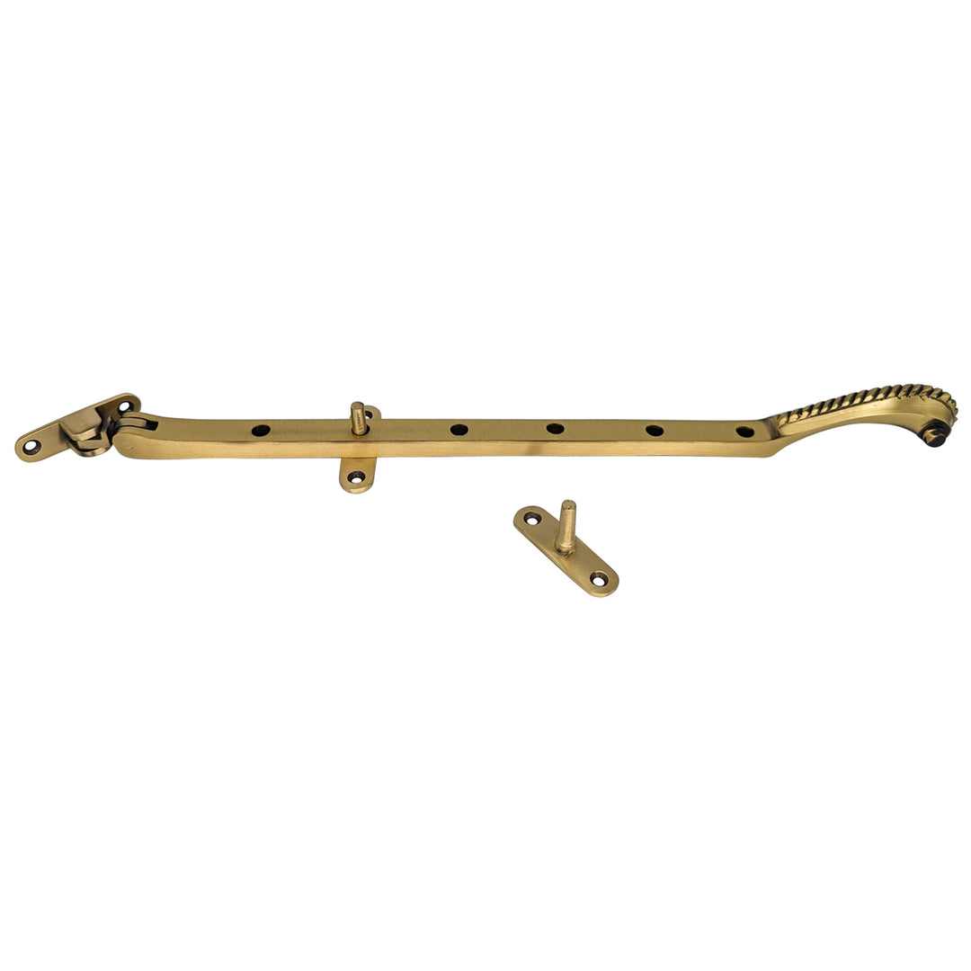 12 Inch Long Georgian Roped Casement Window Stay (Antique Brass Finish) COPPER MOUNTAIN HARDWARE