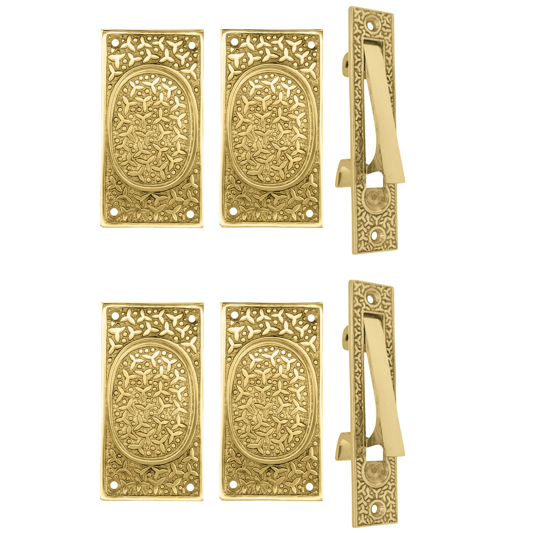 COPPER MOUNTAIN HARDWARE Rice Pattern Pocket Passage Style Door Set in Several Finishes