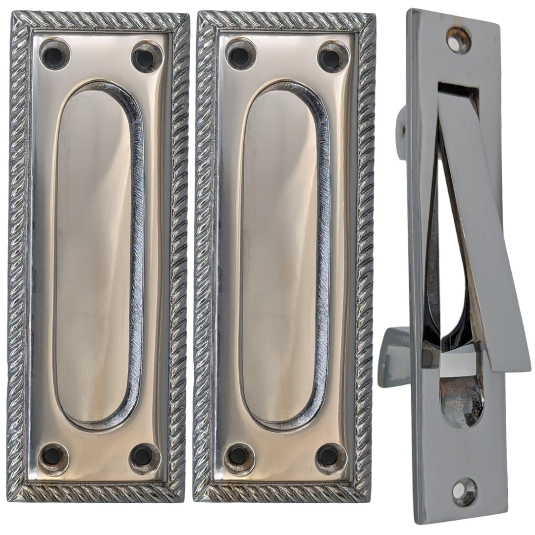 Georgian Rope Rectangular Pocket Door Set (Several Finishes Available) COPPER MOUNTAIN HARDWARE