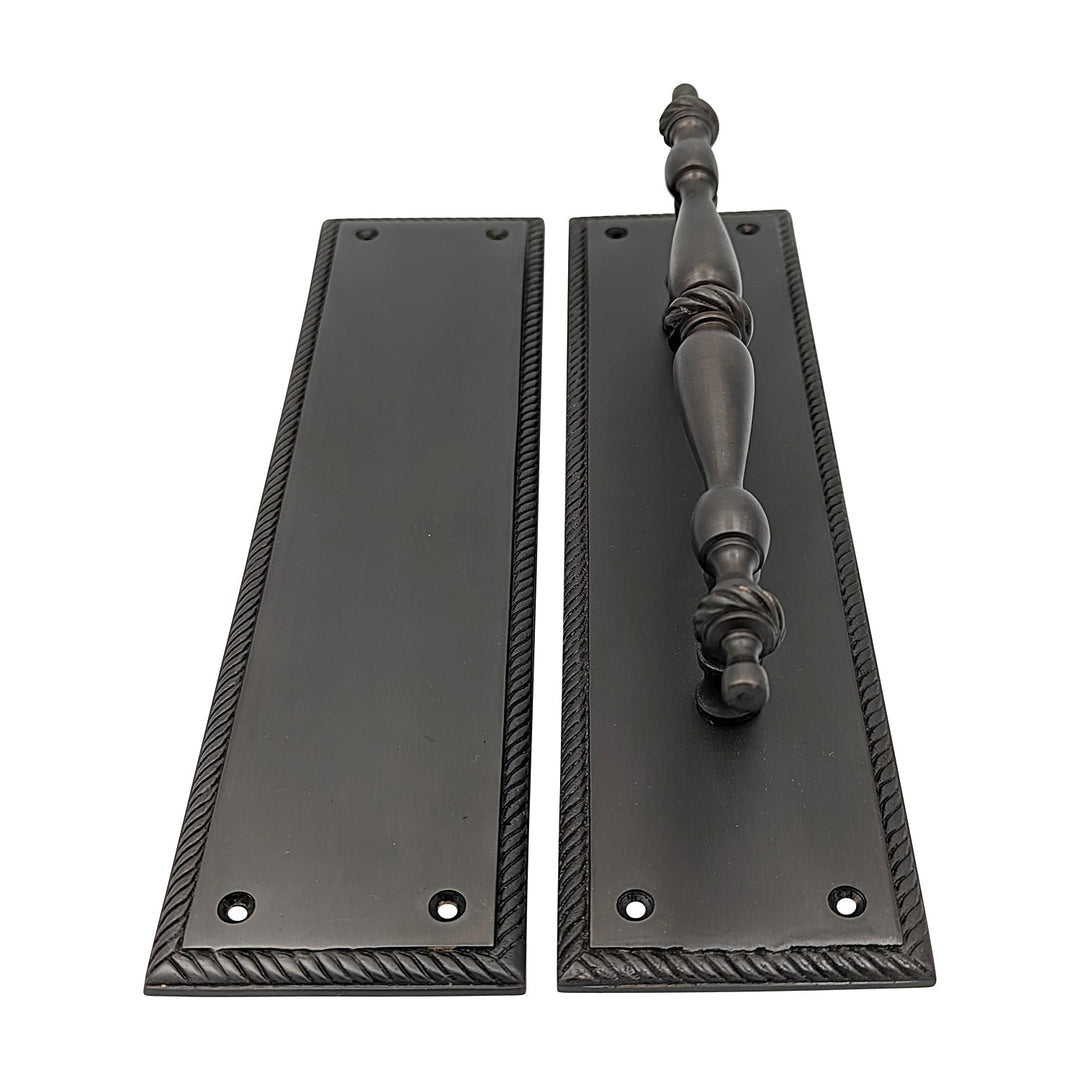 11 1/2 Inch Georgian Roped Style Door Pull and Push Plate (Several Finishes Available) COPPER MOUNTAIN HARDWARE