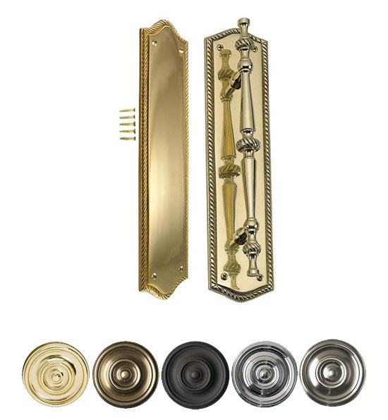 COPPER MOUNTAIN HARDWARE 12" Georgian Oval Roped Style Door Pull & Plate Set Several Finishes