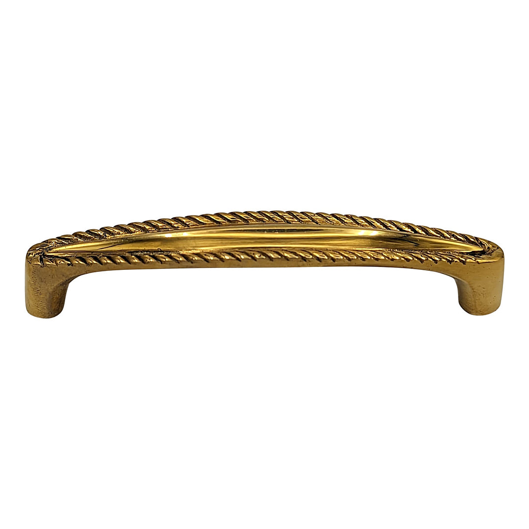 4 Inch Overall (3 3/4 Inch c-c) Solid Brass Georgian Roped Style Pull COPPER MOUNTAIN HARDWARE
