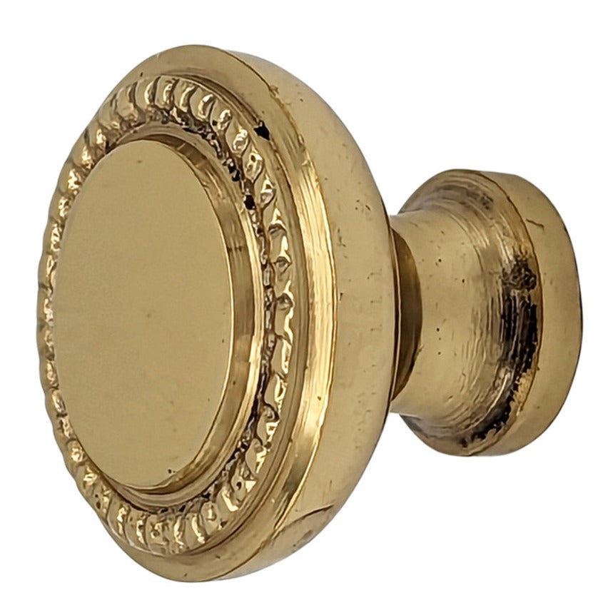 COPPER MOUNTAIN HARDWARE Solid Brass Round Cabinet & Furniture Knob with Beaded Pattern Border