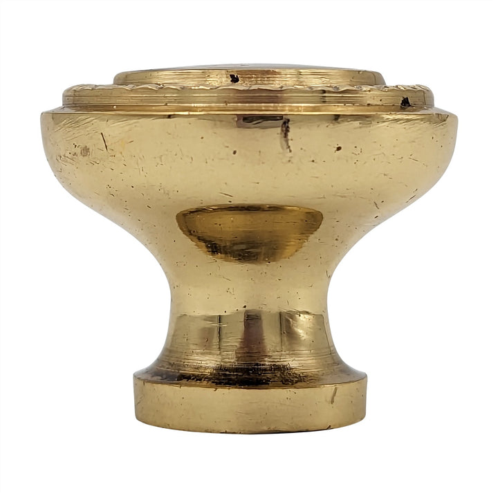 COPPER MOUNTAIN HARDWARE Solid Brass Round Cabinet & Furniture Knob with Beaded Pattern Border