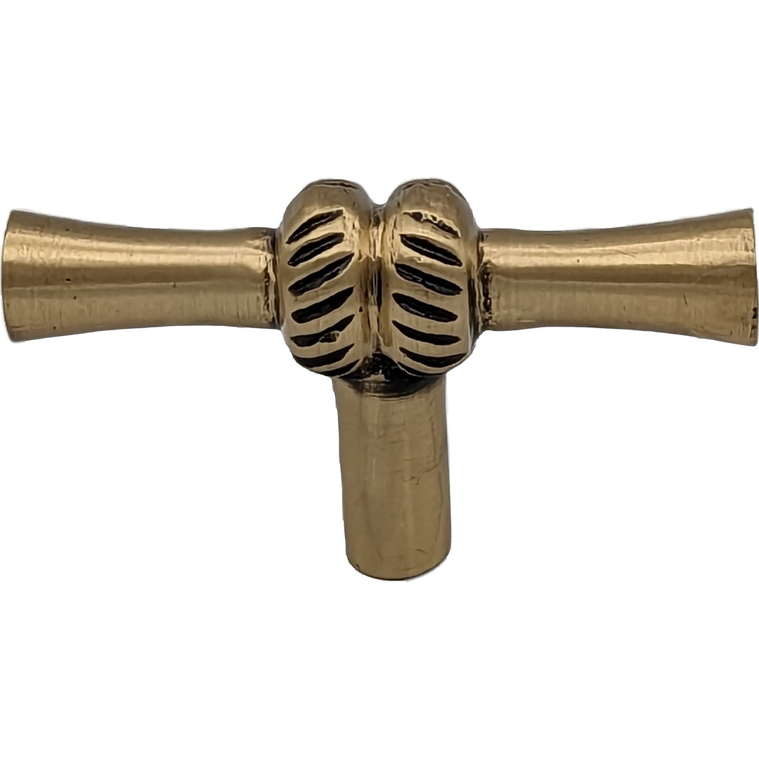 2 Inch Solid Brass T Shape Japanese Bamboo Style Cabinet and Furniture Knob (Several Finishes Available)