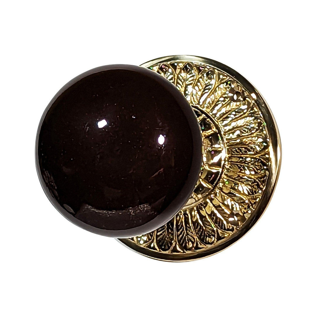 COPPER MOUNTAIN HARDWARE White Porcelain Door Knob Brass Feathers Rosette in Several Finishes
