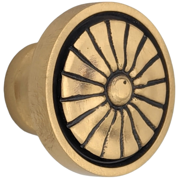 COPPER MOUNTAIN HARDWARE Polished Brass Round Vintage Fan Cabinet and Furniture Knob