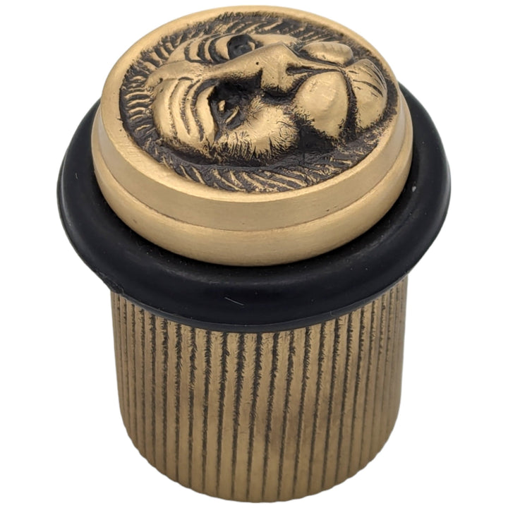 Lion Head Brass Floor Mount Door Stop (Several Finishes Available) COPPER MOUNTAIN HARDWARE