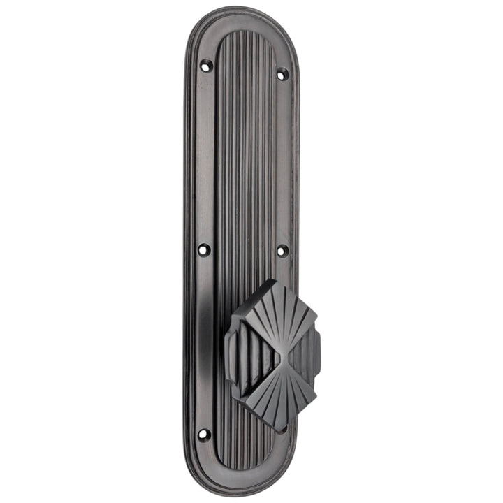 Art Deco Lined Backplate Door Set with Art Deco Fanfare Door Knobs (Several Finishes Available)