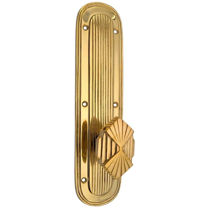Art Deco Lined Backplate Door Set with Art Deco Fanfare Door Knobs (Several Finishes Available)