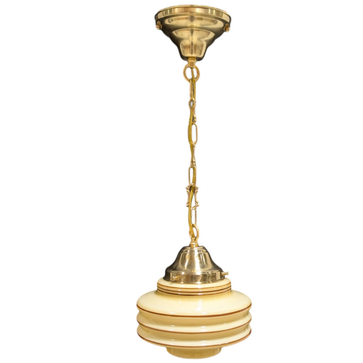 COPPER MOUNTAIN HARDWARE 27 3/4 Inch Orange Art Deco Style Glass Chain Pendant Light