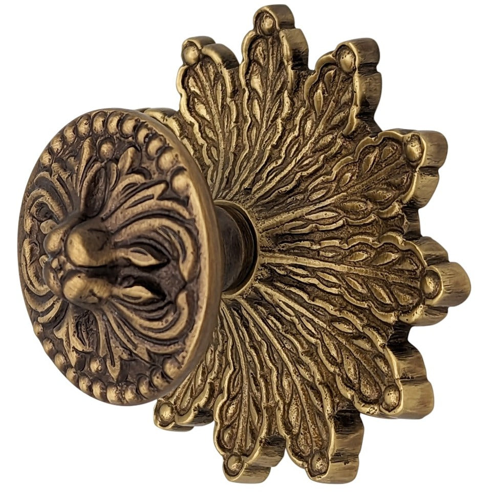COPPER MOUNTAIN HARDWARE Solid Brass Rococo Victorian Cabinet & Furniture Knob with Back Plate