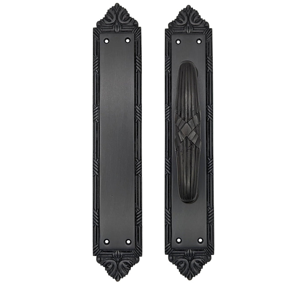 13 3/4 Inch Solid Brass Ribbon & Reed Door Pull and Push Plate COPPER MOUNTAIN HARDWARE