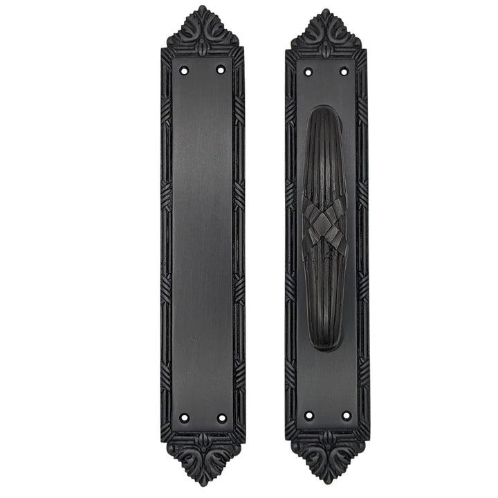 13 3/4 Inch Solid Brass Ribbon & Reed Door Pull and Push Plate COPPER MOUNTAIN HARDWARE