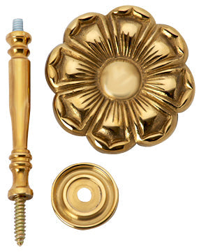 2 7/8 Inch Wide Solid Brass Curtain Tie Back - Large Flower Button COPPER MOUNTAIN HARDWARE