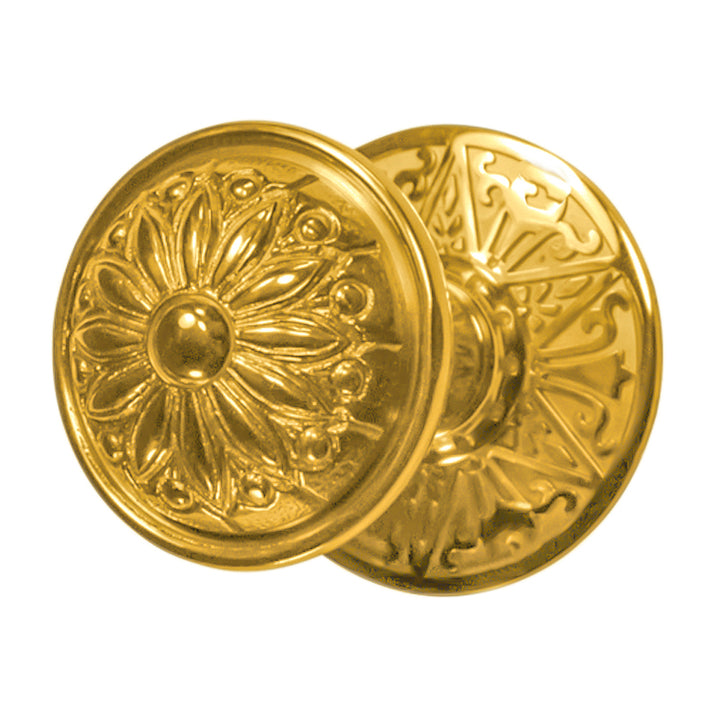 Eastlake Rosette Door Set with Floral Imprint Door Knobs (Several Finishes Available)