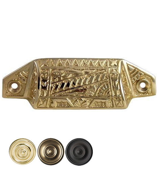 COPPER MOUNTAIN HARDWARE 4 1/8 Inch Overall Solid Brass Eastlake Bin or Cup Pull