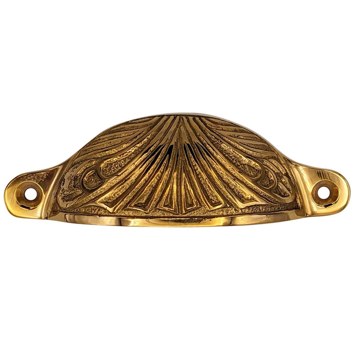 4 Inch Overall (3 2/5 Inch c-c) Solid Brass Art Deco Bin or Cup Pull COPPER MOUNTAIN HARDWARE
