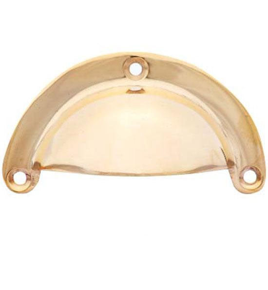 3 3/8 Inch Overall (3 Inch c-c) Solid Brass Traditional Cup Pull COPPER MOUNTAIN HARDWARE