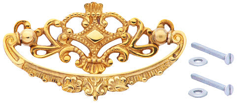 4 1/8 Inch Solid Brass Ornate Victorian Pull COPPER MOUNTAIN HARDWARE