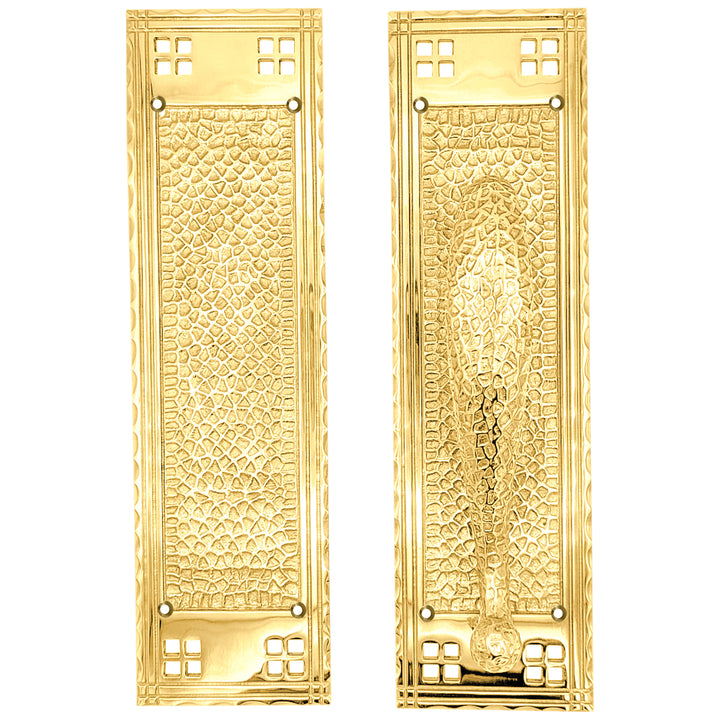 12 Inch Arts & Crafts Style Door Pull & Push Plate Set