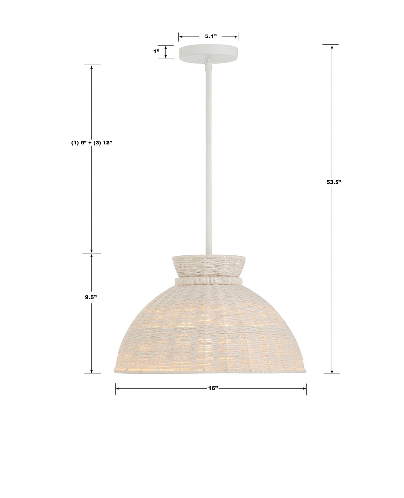 Reese 1 Light Matte White Pendant Pendant Crystorama