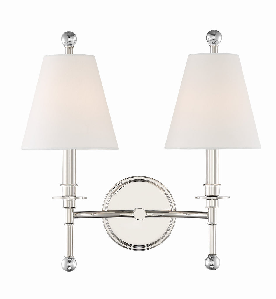 Crystorama Crystorama Riverdale 2 Light Polished Nickel Sconce