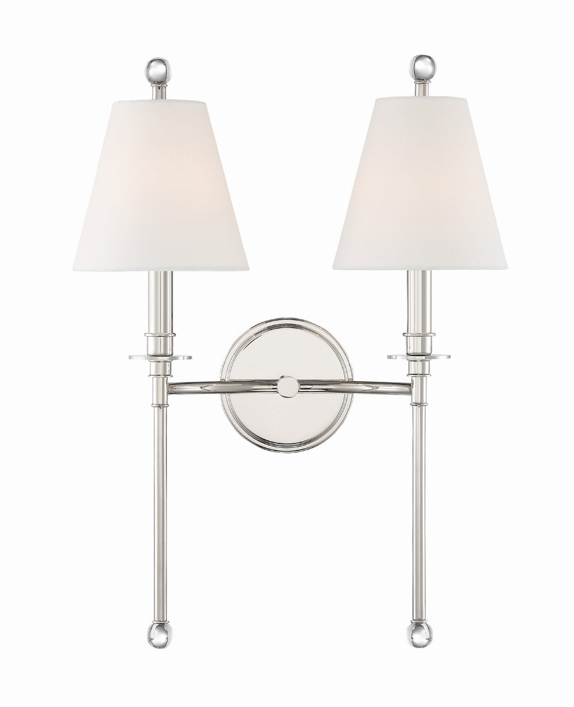 Crystorama Crystorama Riverdale 2 Light Polished Nickel Sconce