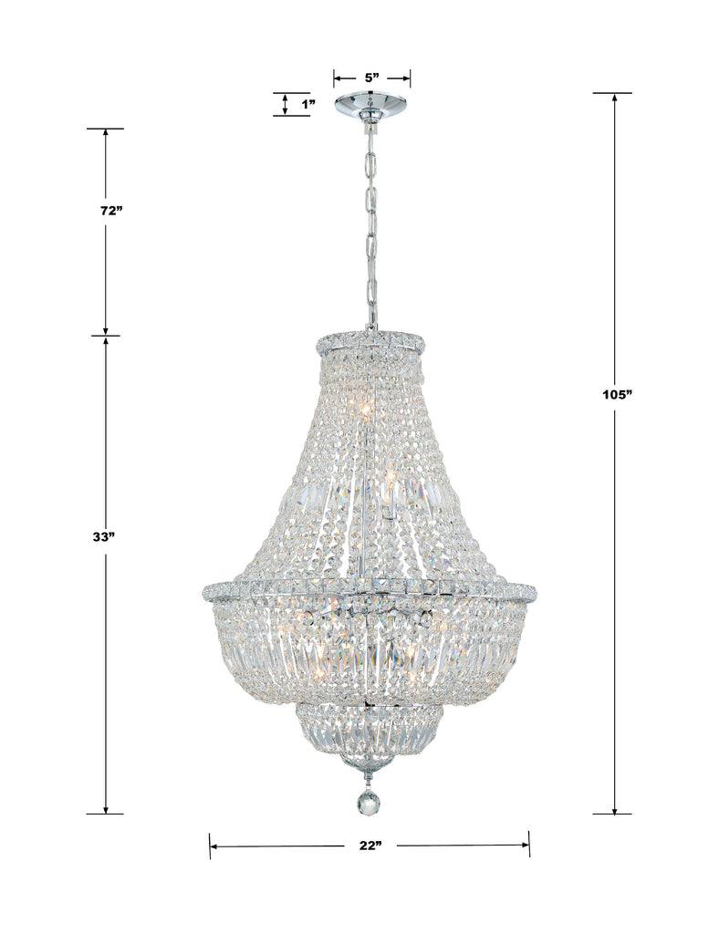 Crystorama Crystorama Roslyn 9 Light Polished Chrome Chandelier