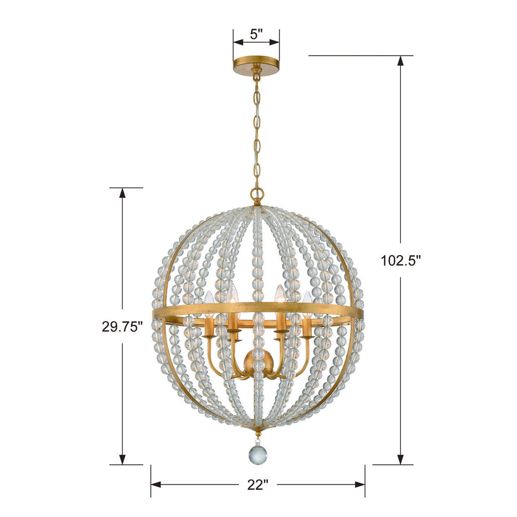 Crystorama Crystorama Roxy 6 Light Antique Gold Chandelier