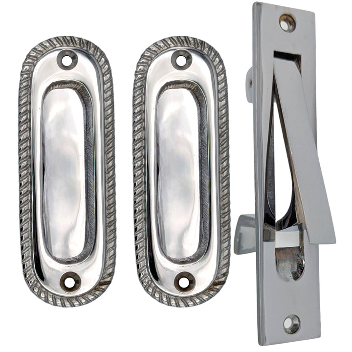 Georgian Rope Oval Pocket Door Set (Several Finishes Available) COPPER MOUNTAIN HARDWARE
