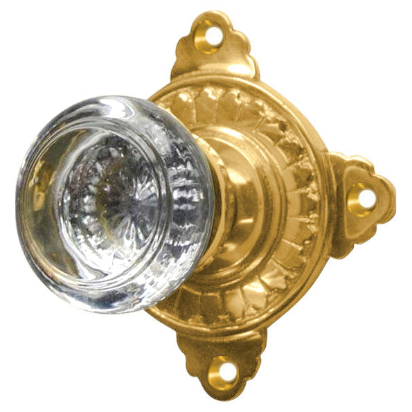 Art Deco Door Set with Round Crystal Door Knobs (Several Finishes Available)