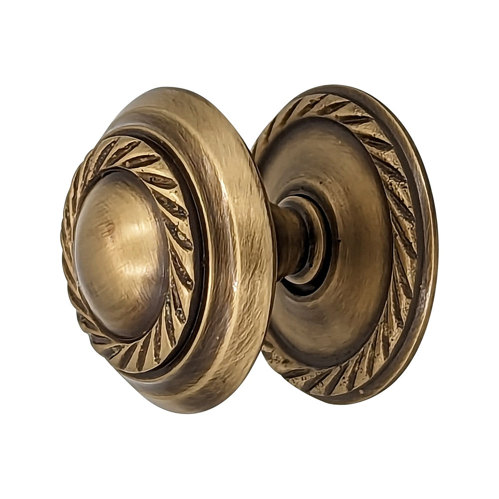 1 1/4 Inch Solid Brass Georgian Roped Round Cabinet & Furniture Knob COPPER MOUNTAIN HARDWARE