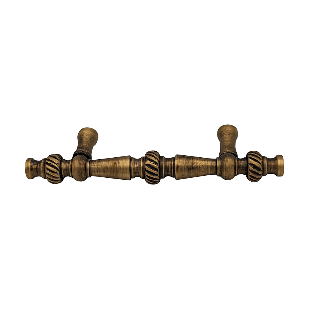 5 Inch Overall (3 Inch c-c) Solid Brass Georgian Roped Style Pull (Several Finishes Available)