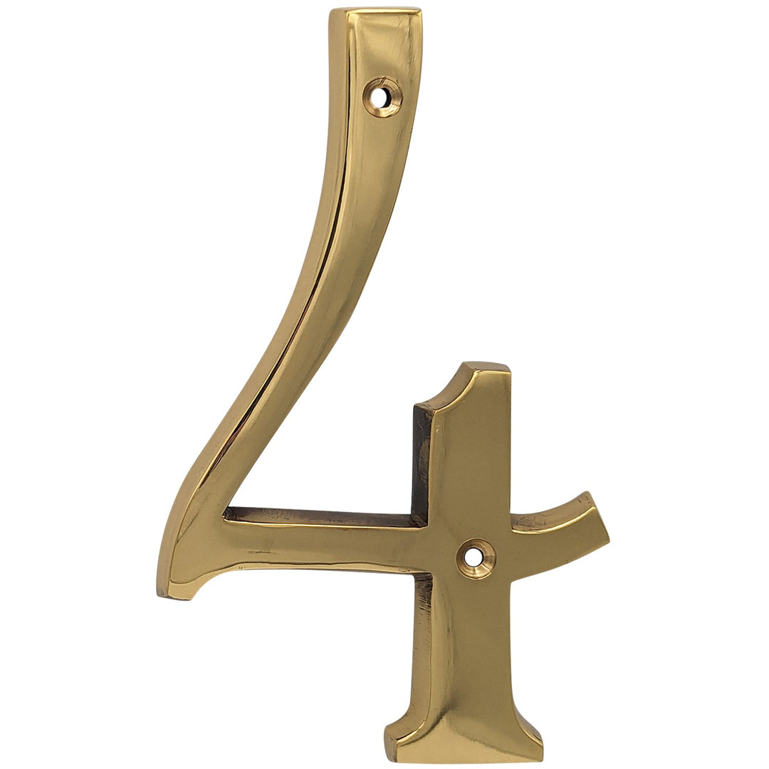 COPPER MOUNTAIN HARDWARE Solid Brass 6 Inch Tall Number 4