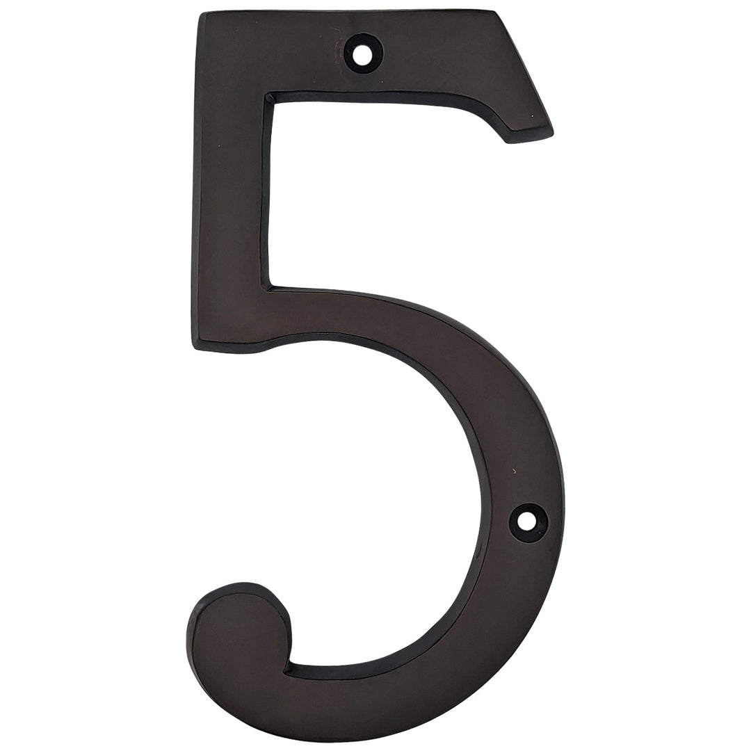 COPPER MOUNTAIN HARDWARE Solid Brass 6 Inch Tall Number 5