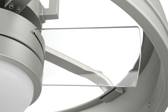 ##Antique Hardware## 20" Taylor Indoor/Outdoor (Damp) in Painted Nickel w/ Clear Acrylic Blades