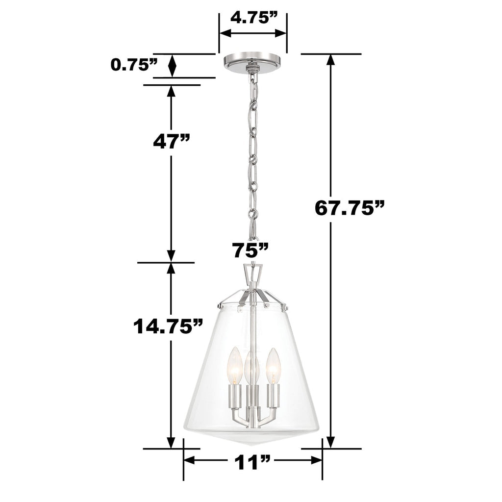 Crystorama Crystorama Voss 3 Light Polished Nickel Mini Chandelier