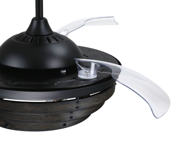 ##Antique Hardware## 42" Whiskey in Flat Black w/ Clear Acrylic Blades