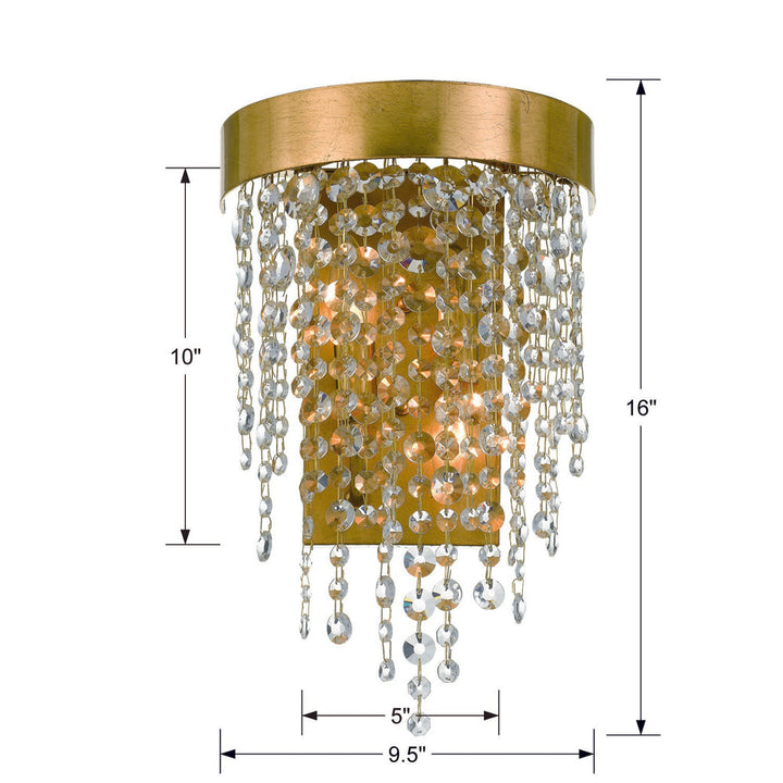 Crystorama Crystorama Winham 2 Light Antique Gold Crystal Sconce