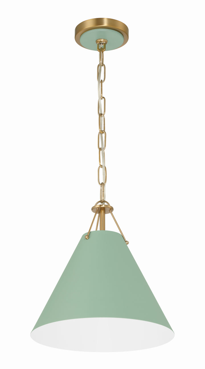 Xavier 1 Light Vibrant Gold + Green Mini Pendant Pendant Crystorama