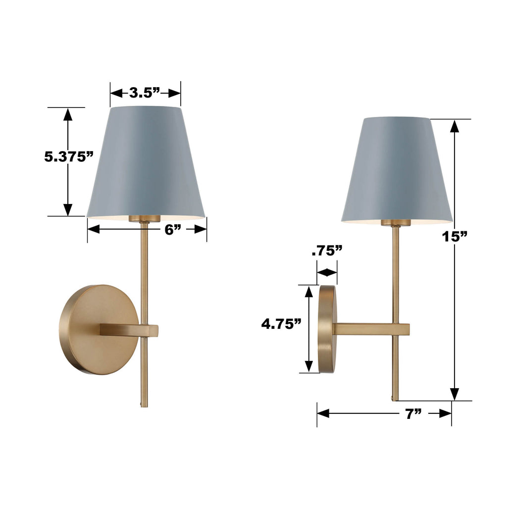 Crystorama Crystorama Xavier 1 Light Vibrant Gold + Blue Sconce