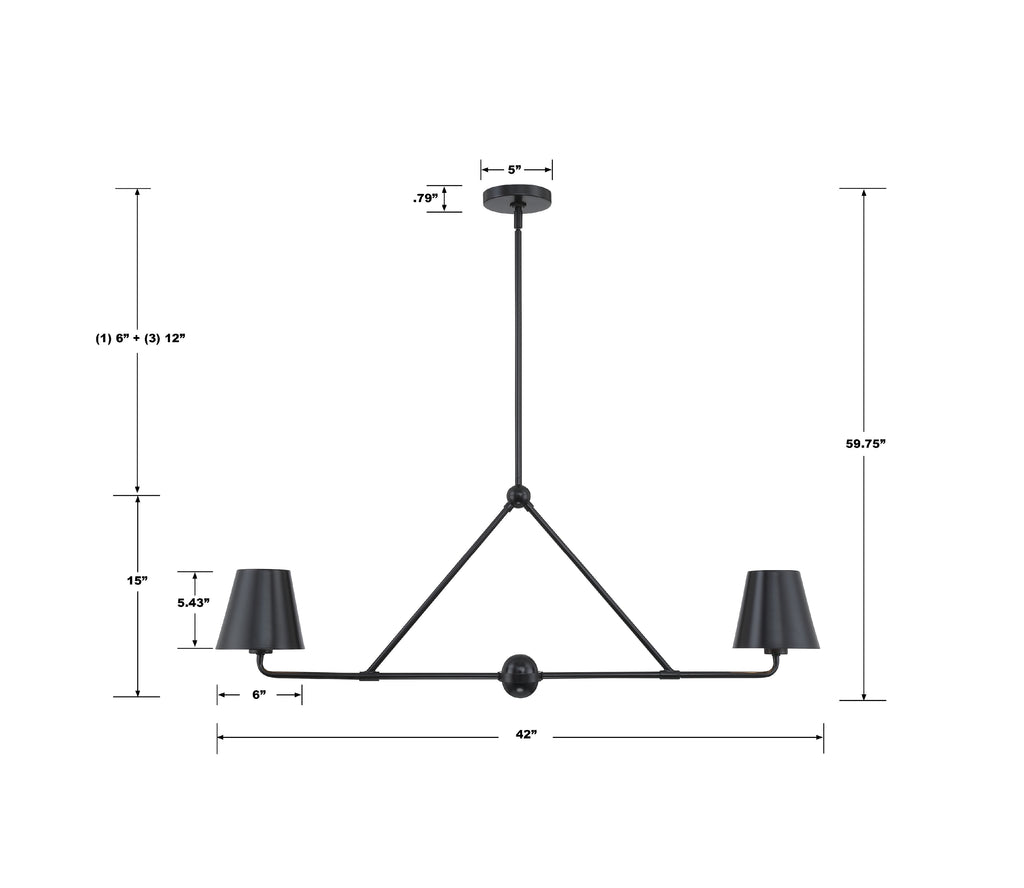 Crystorama Crystorama Xavier 2 Light Matte Black Chandelier